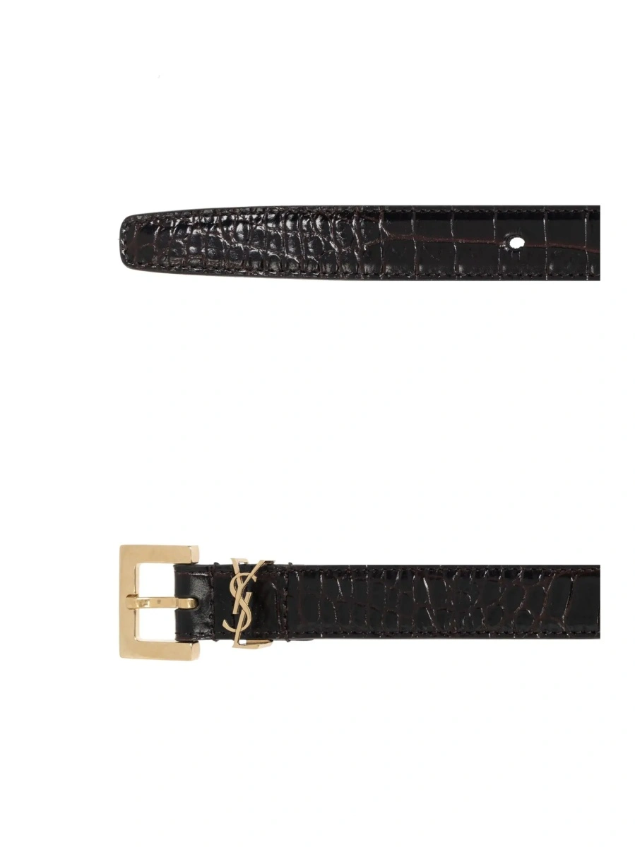 Curea Saint Laurent neagra din piele - Img 5