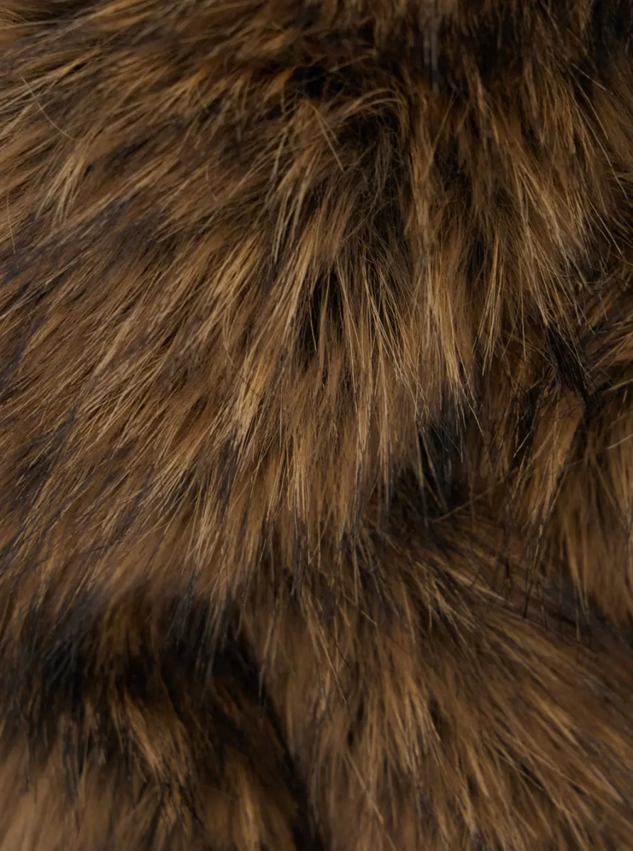 Esarfa Brown scarf with wraparound design in ecofur for women - Img 3