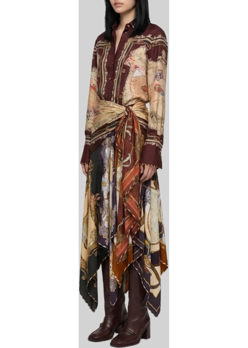 Esarfa Draped Midi Skirt With Valiant Scarf - Img 2