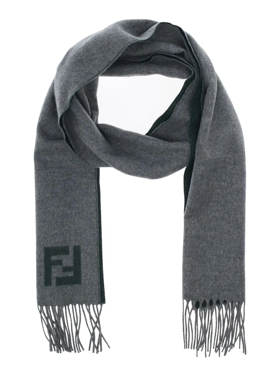 Esarfa Fendi gri din lana si casmir - Img 2
