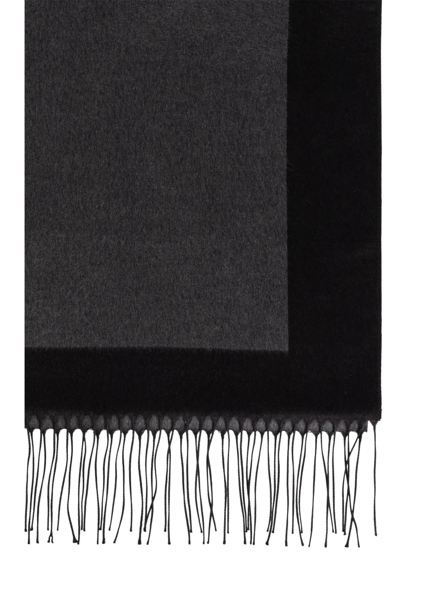 Esarfa Grey Scarf with Maxi Logo Lettering and Fringed Hem in Silk Woman - Img 6