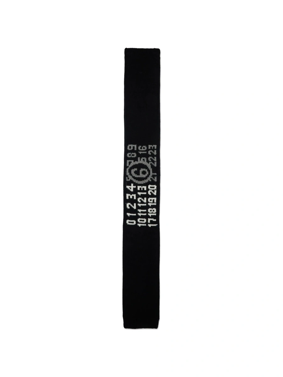 Esarfa MM6 Maison Margiela neagra din poliamida si lana - Img 2