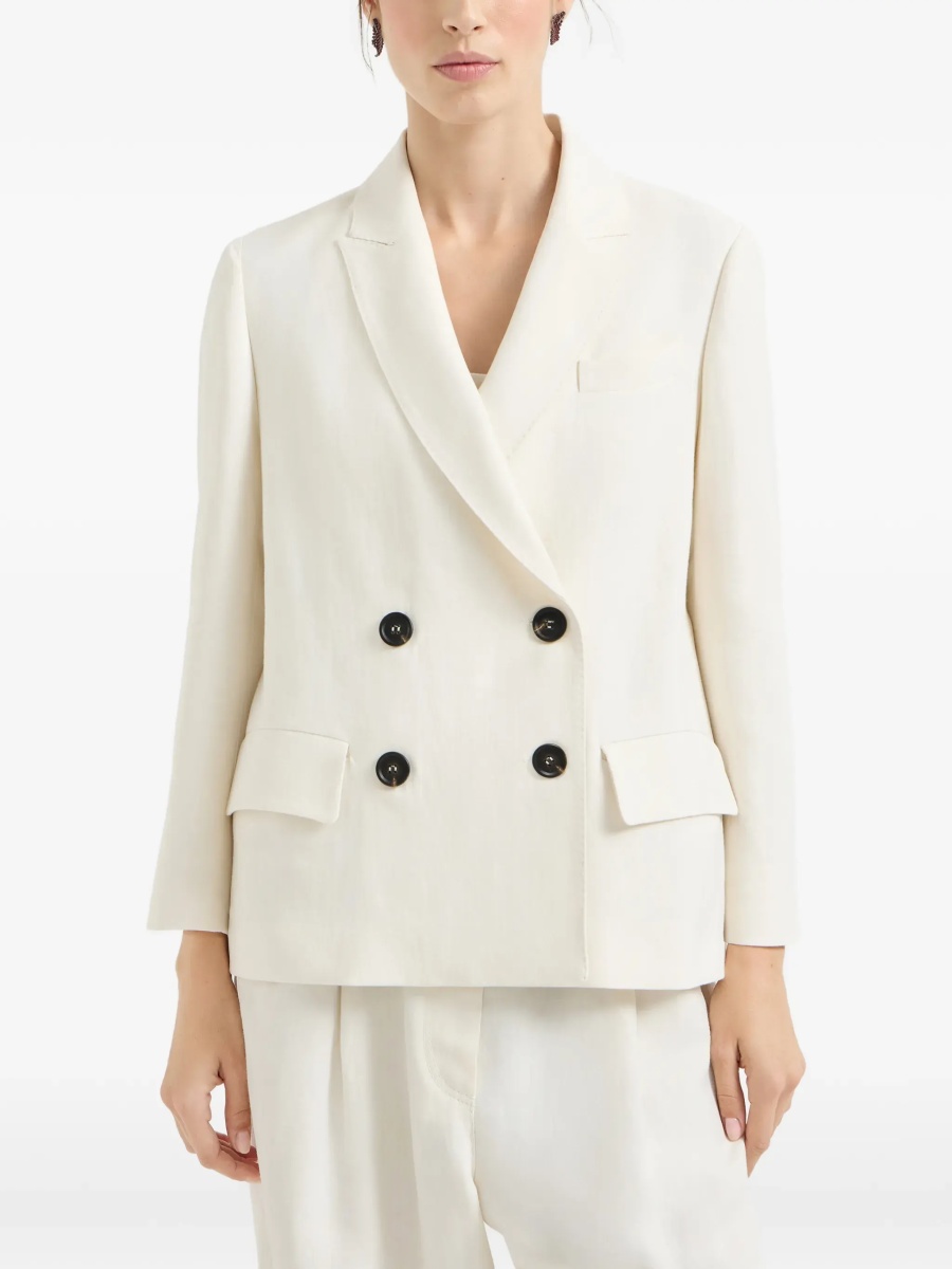 Fluid twill Jacket in viscose and linen with monile - Img 3