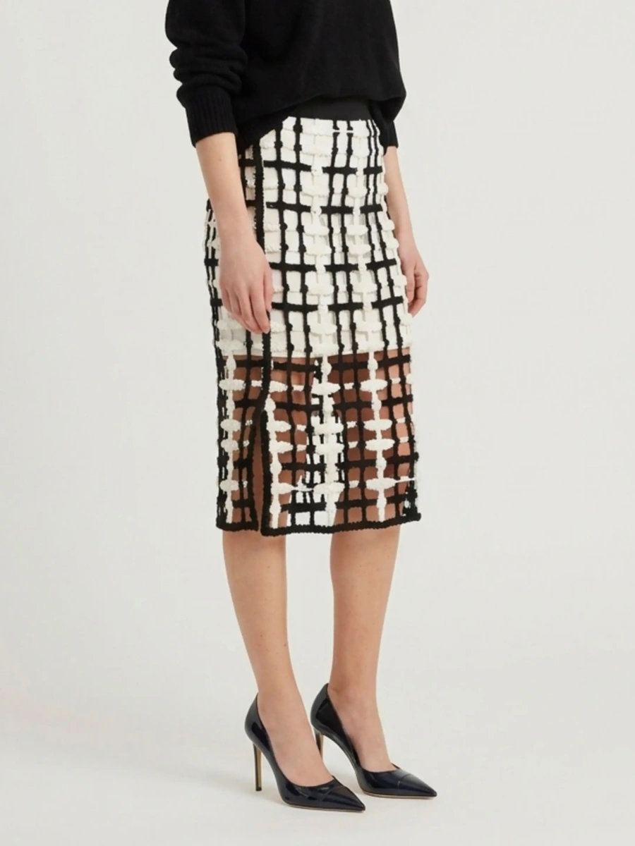 Fusta Black Mesh Midi Skirt - Img 2