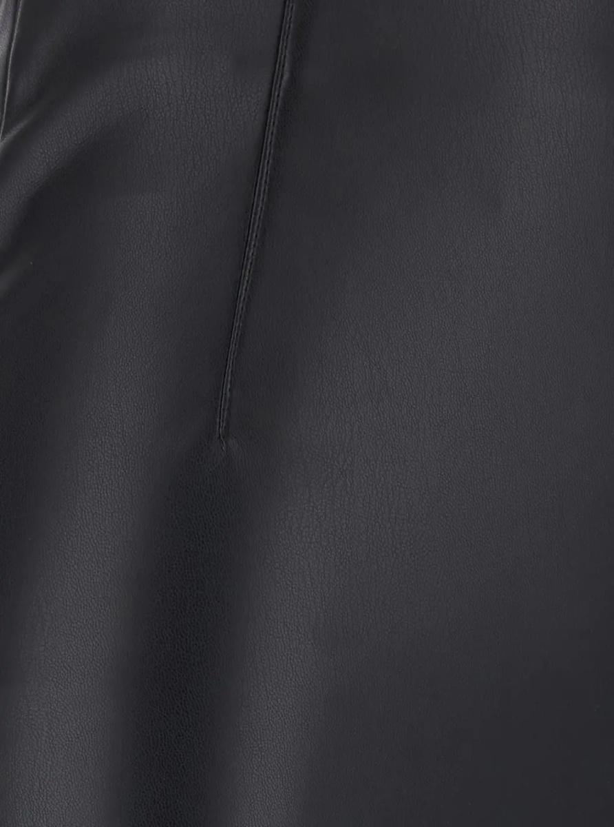 Fusta Black Midi Skirt in Eco Leather for Women - Img 3
