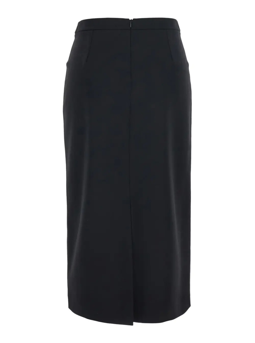 Fusta black Skirt with slit on front and back in Fabric and wool Woman - Img 2