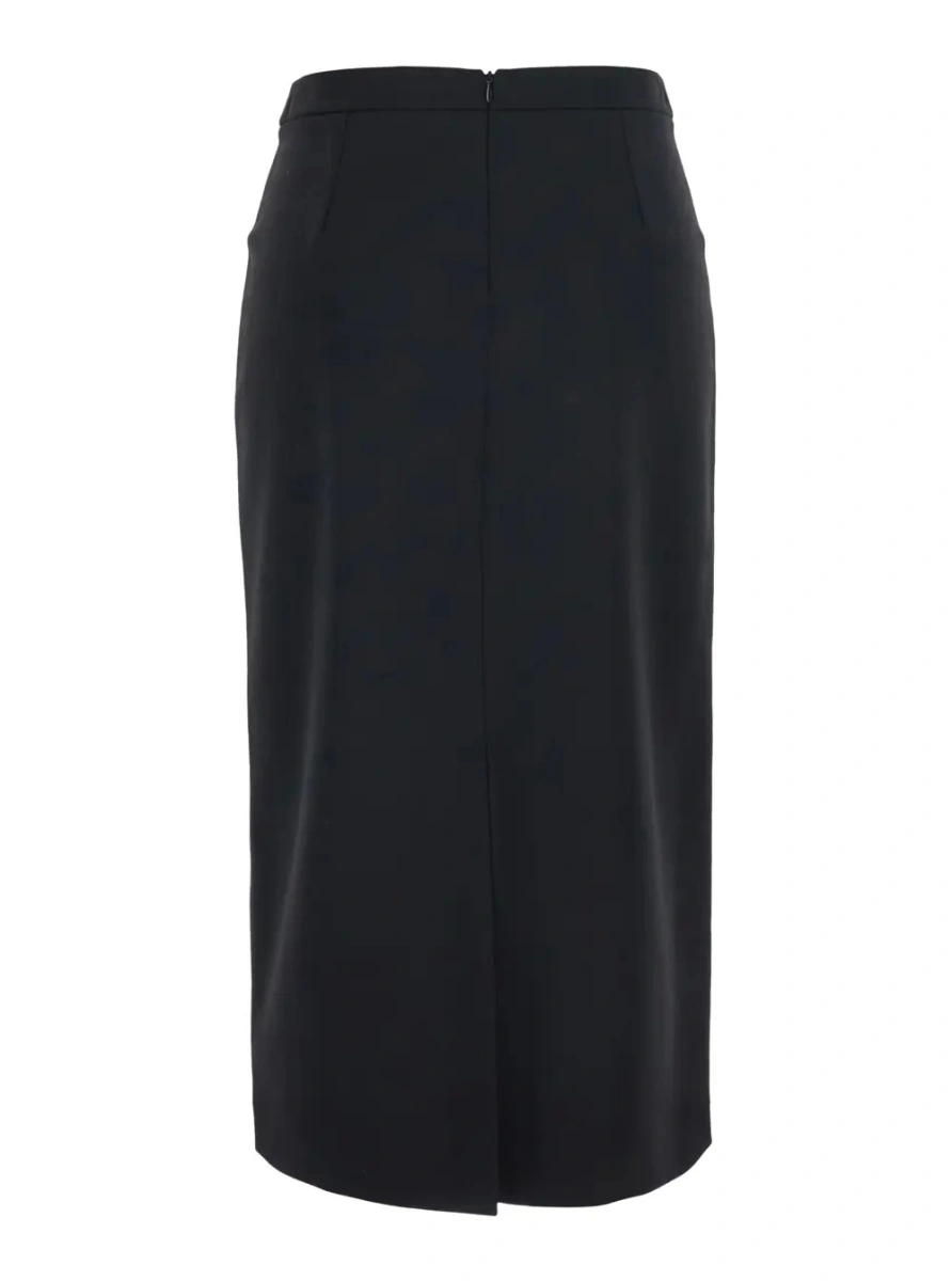 Fusta black Skirt with slit on front and back in Fabric and wool Woman - Img 2