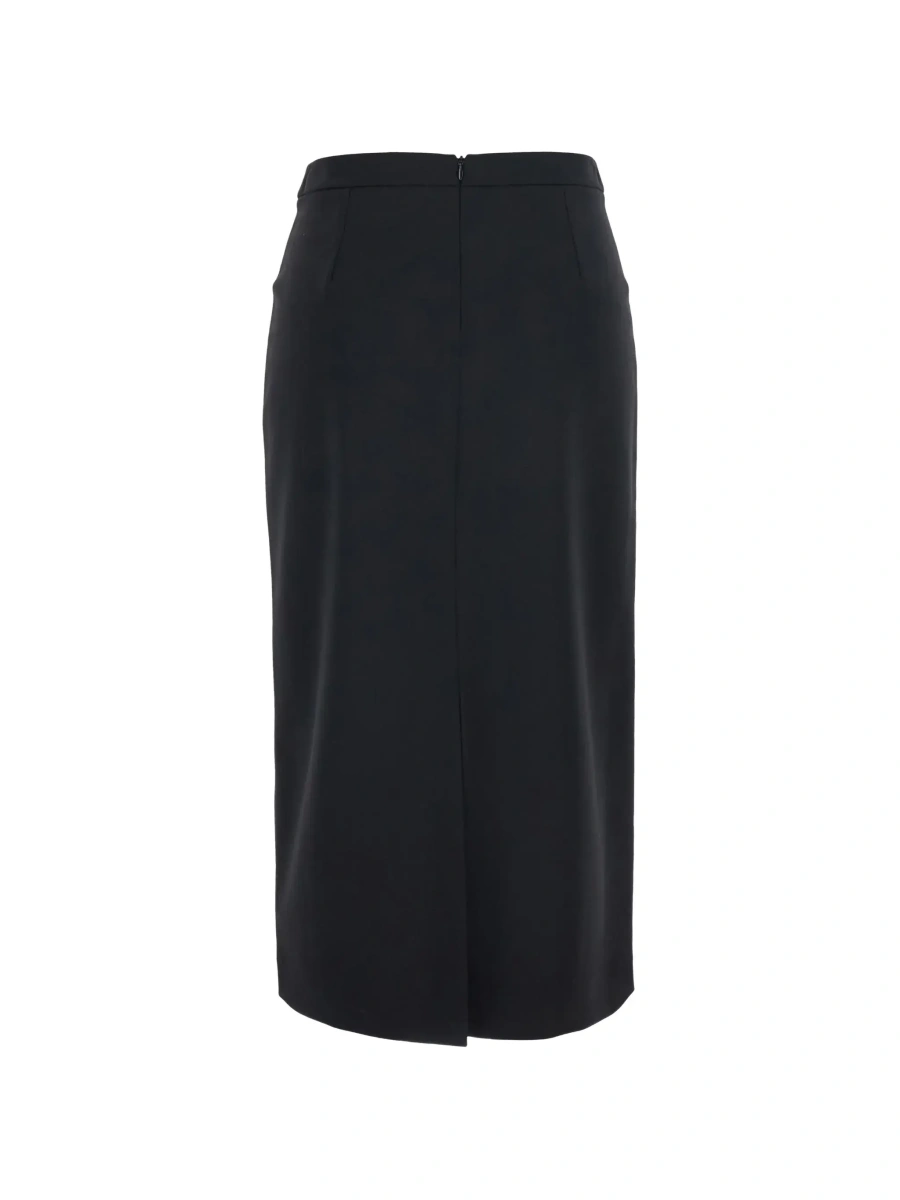 Fusta black Skirt with slit on front and back in Fabric and wool Woman - Img 4