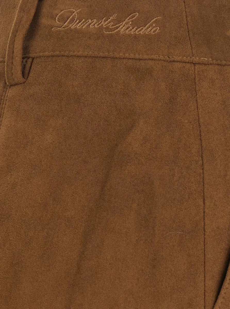 Fusta brown Mini skirt with side zip closure and logo lettering on the side in eco-leather for women - Img 4