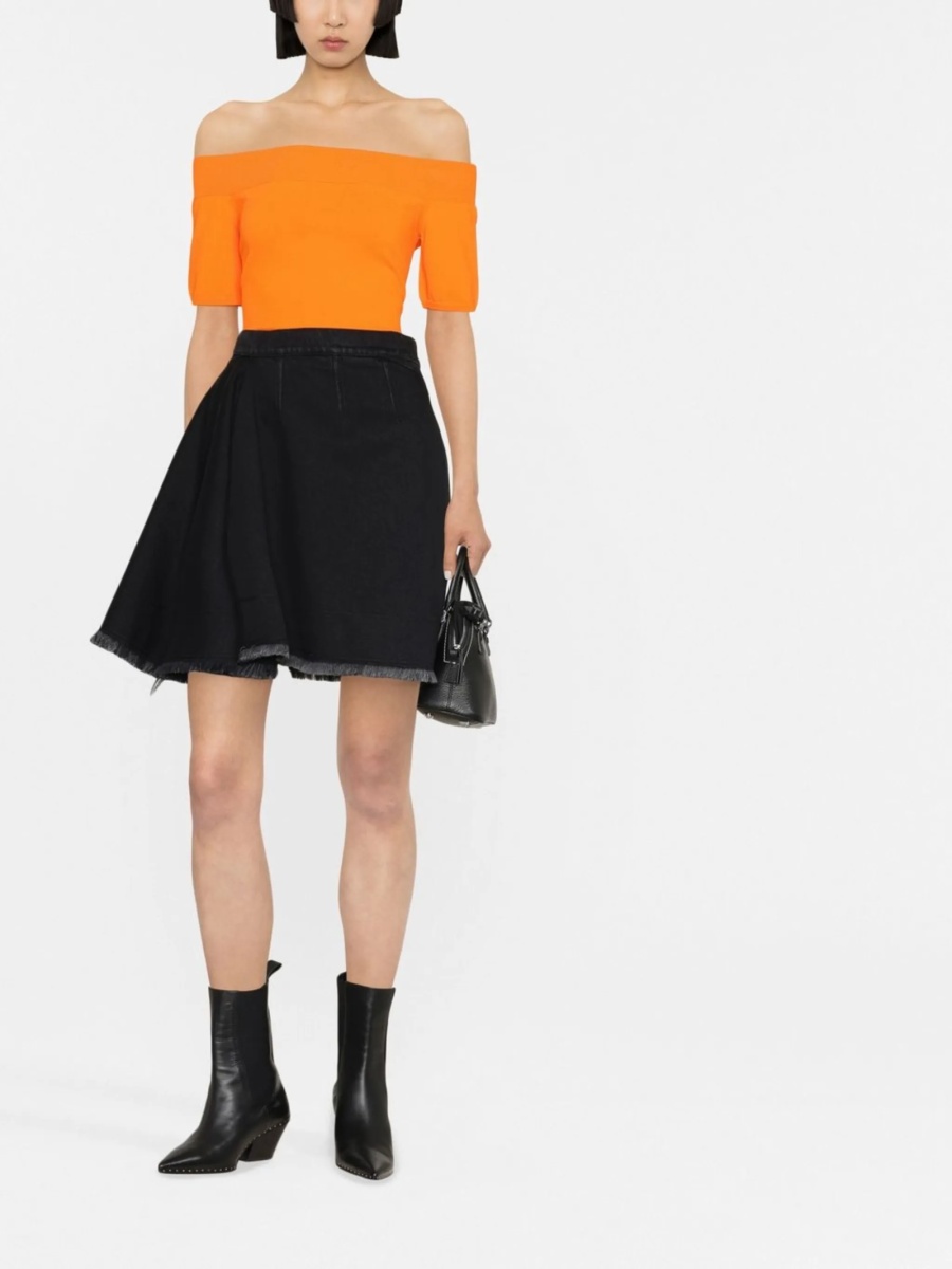 Fusta cu talie inalta Alexander McQueen neagra din bumbac - Img 2