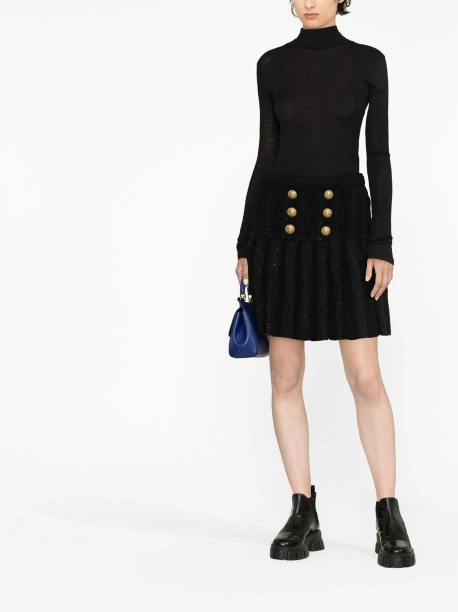 Fusta cu talie inalta Balmain neagra - Img 2