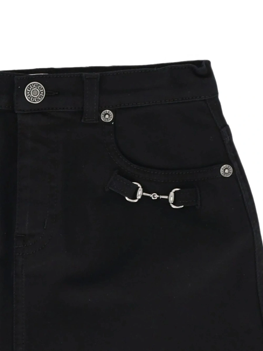Fusta de blugi Gucci neagra din bumbac si elastan - Img 3