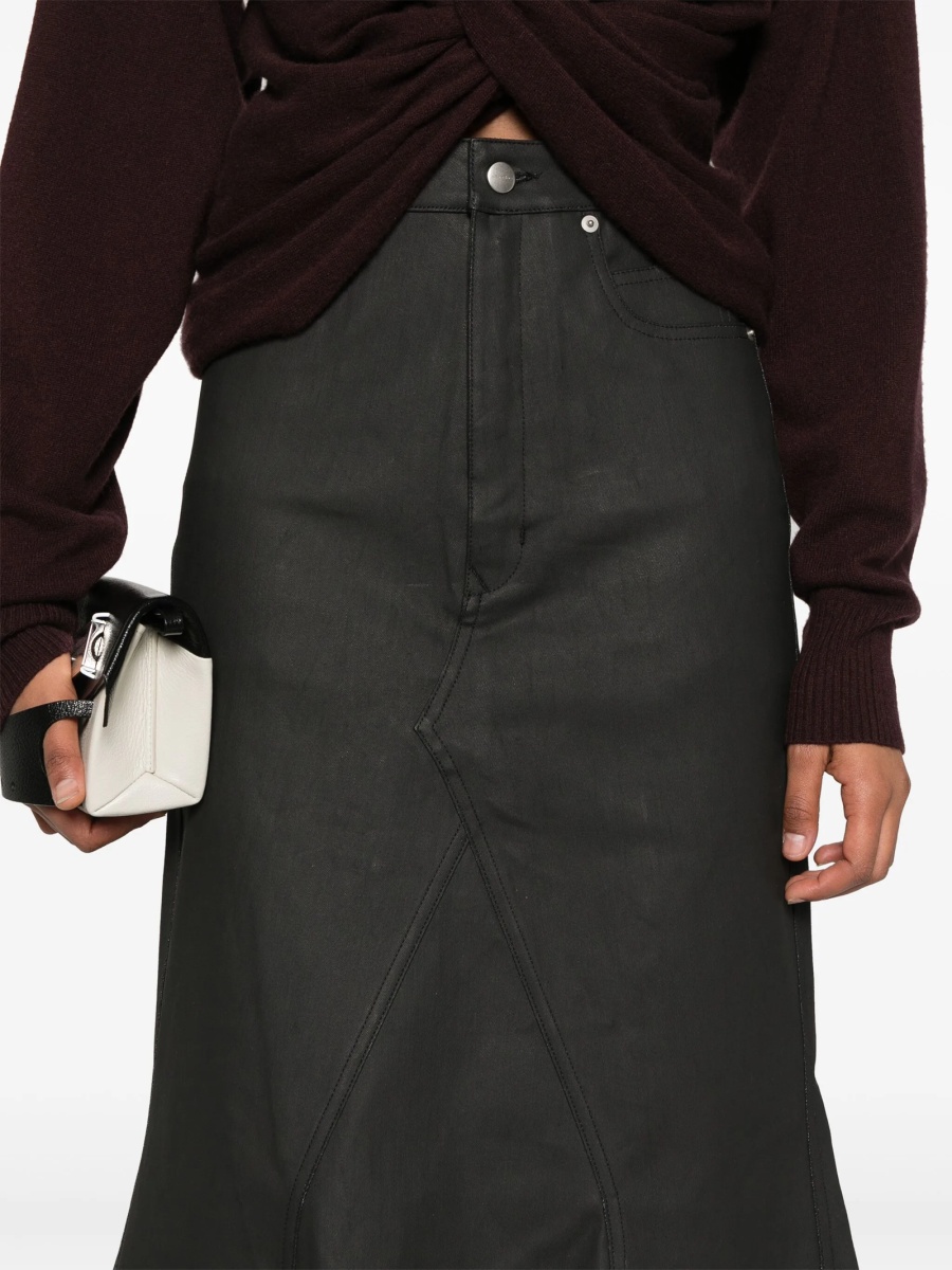 Fusta drepte Rick Owens neagra din bumbac si cauciuc - Img 5