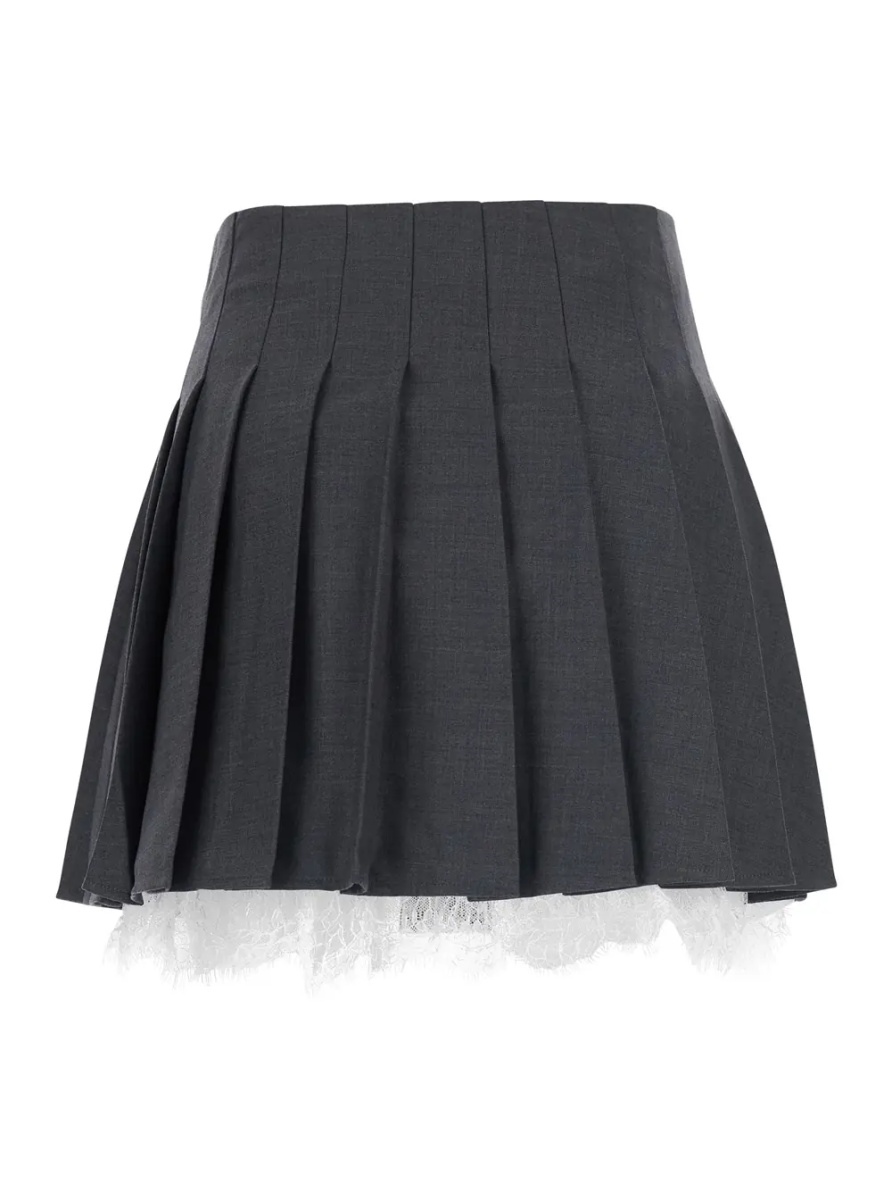 Fusta Grey skirt with lace details in fabric woman - Img 2