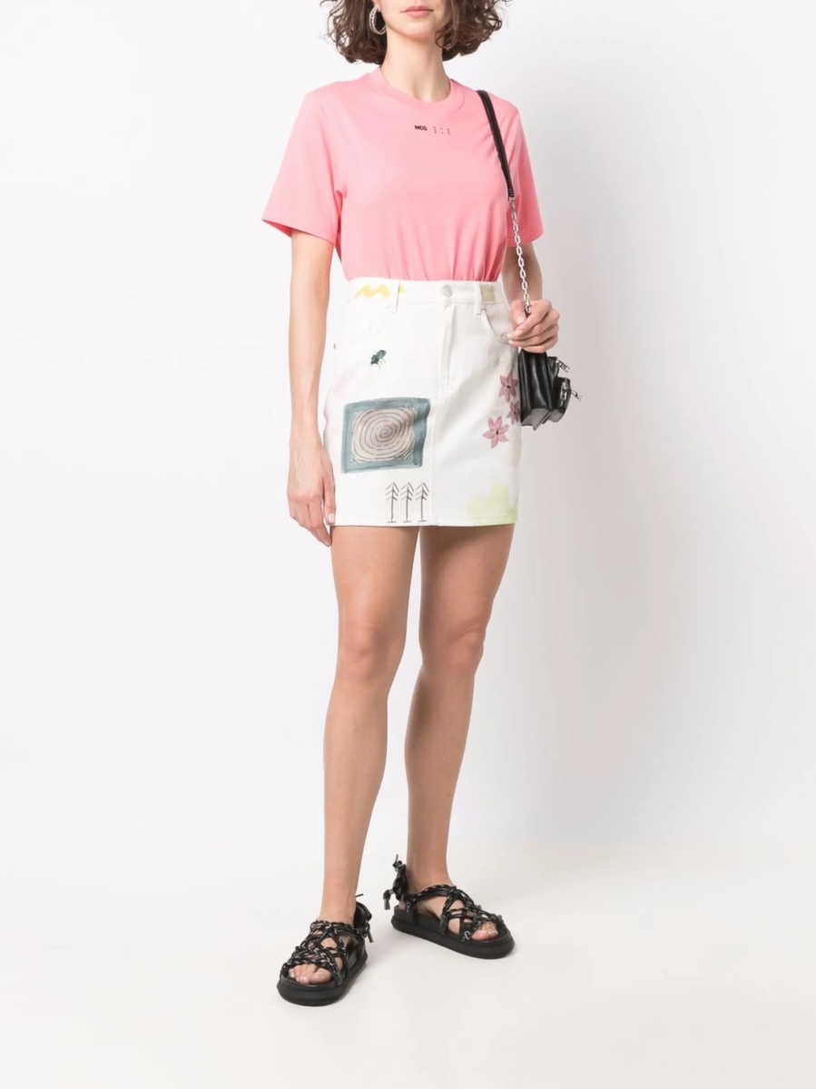 Fusta MCQ Alexander McQueen alba din polyester si bumbac - Img 2