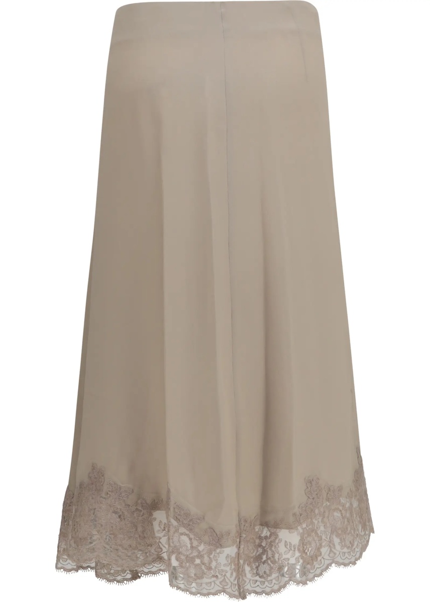 Fusta P.A.R.O.S.H. Silk blend midi Skirt with lace hem - Img 2