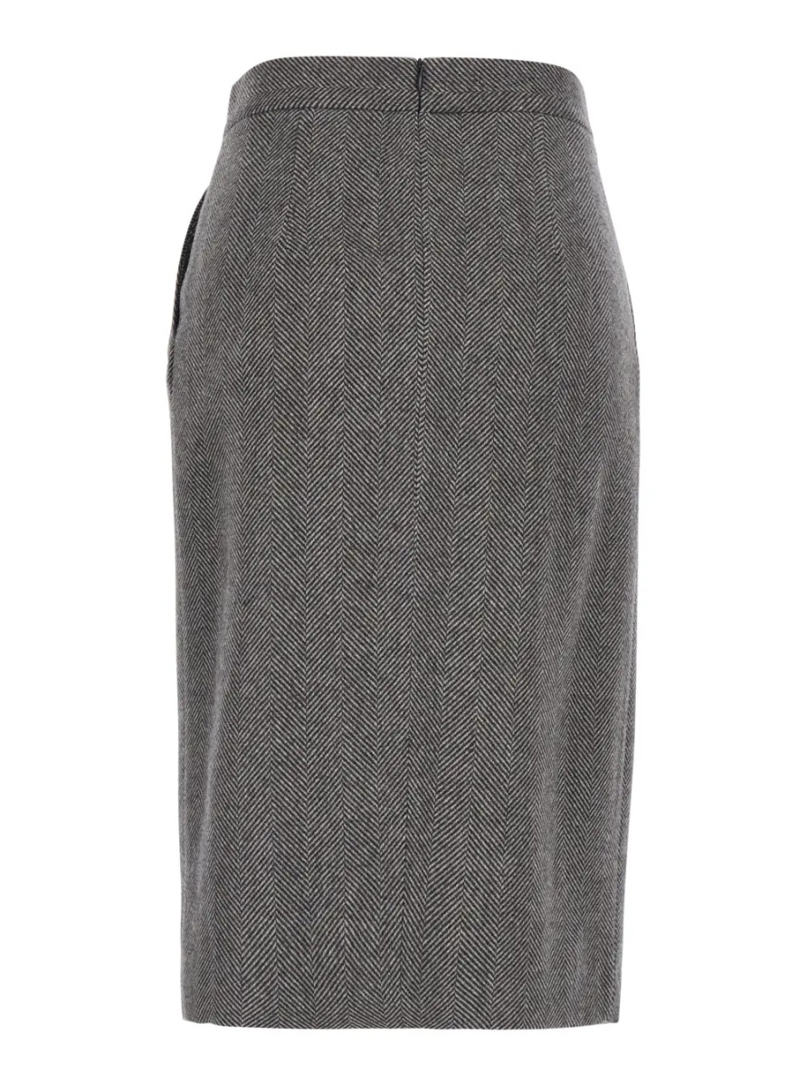 Fusta 'Svevia' Grey Skirt with herringbone motif in wool blend for women - Img 2