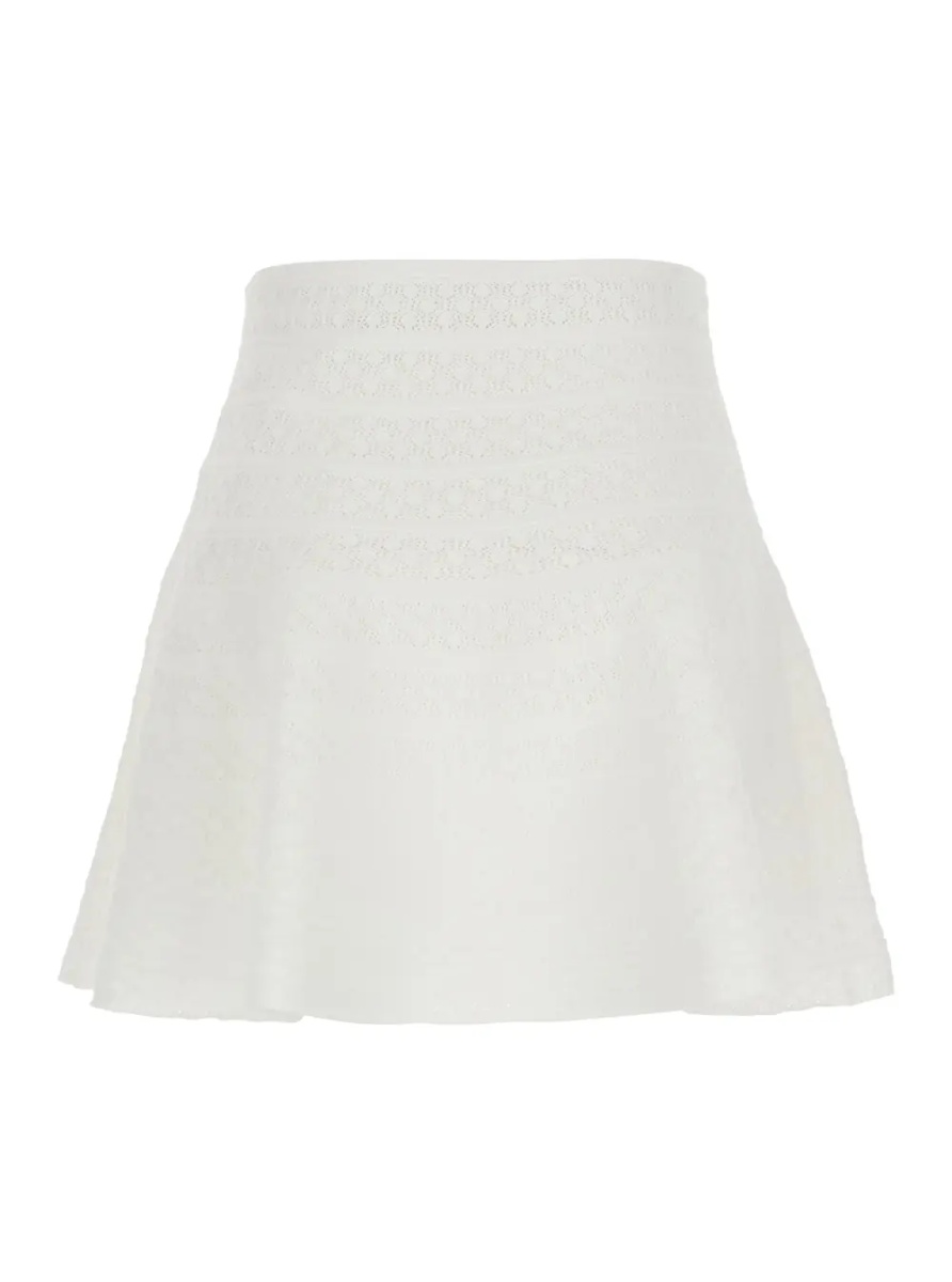 Fusta White Pointelle Knit Mini Skirt - Img 2