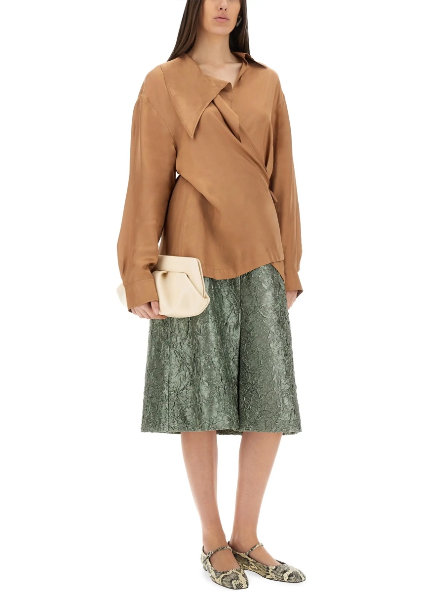 Fuste Ruched Satin Midi Skirt - Img 2