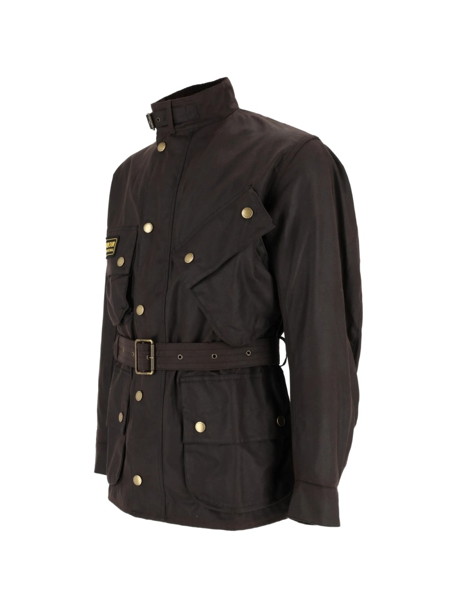 Geaca biker Barbour maro din bumbac - Img 3