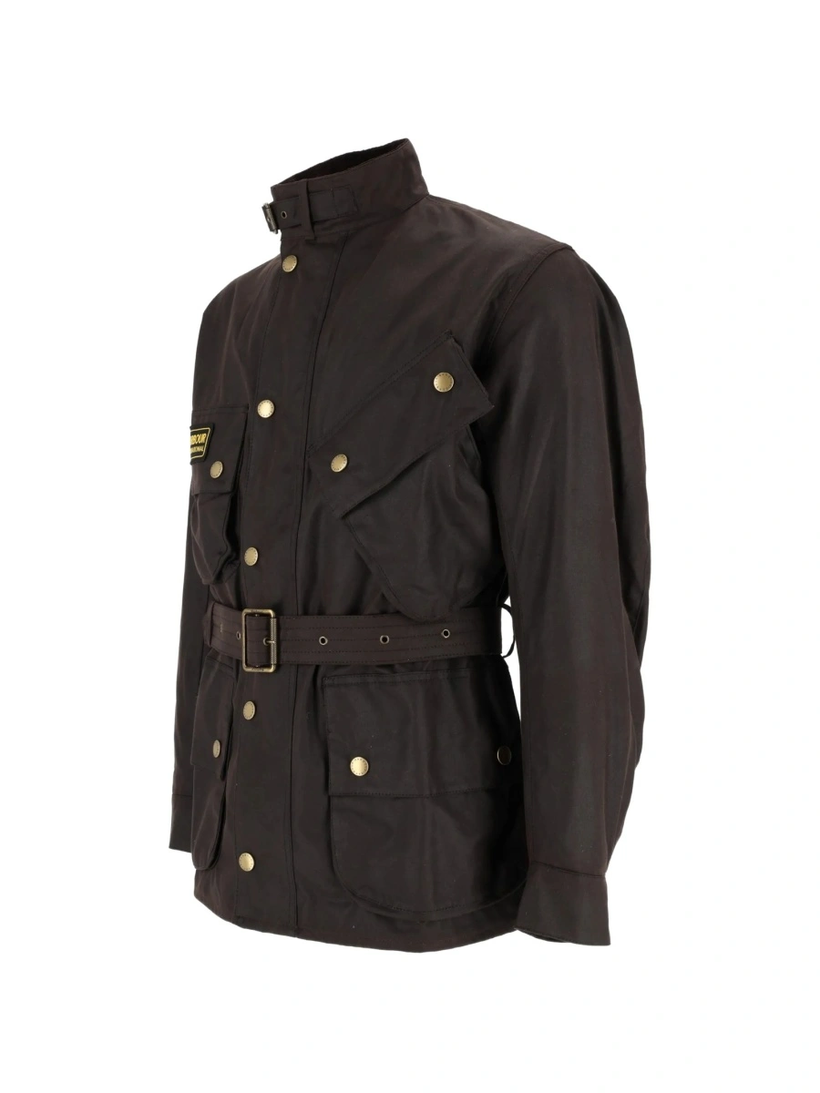 Geaca biker Barbour maro din bumbac - Img 3