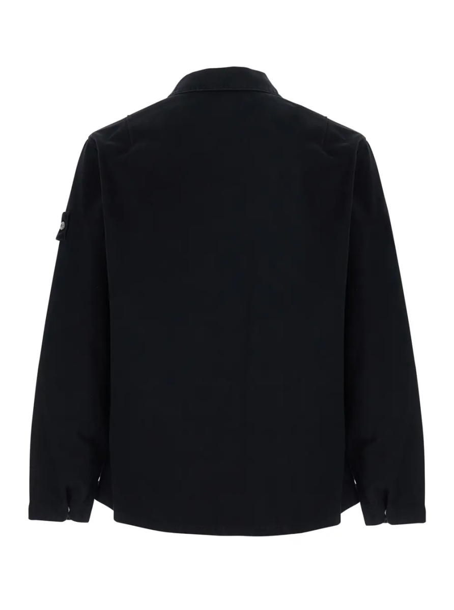 Geaca biker Biker Jacket with shirt collar, long sleeves, front closure, logo patch, side pockets, in cotton, black color, unisex - Img 2