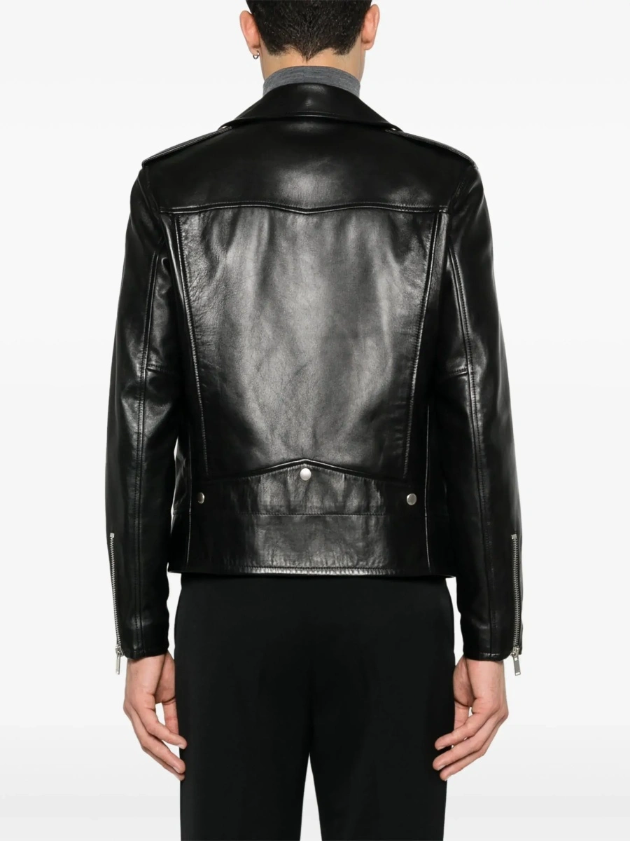 Geaca biker Saint Laurent neagra din piele - Img 6