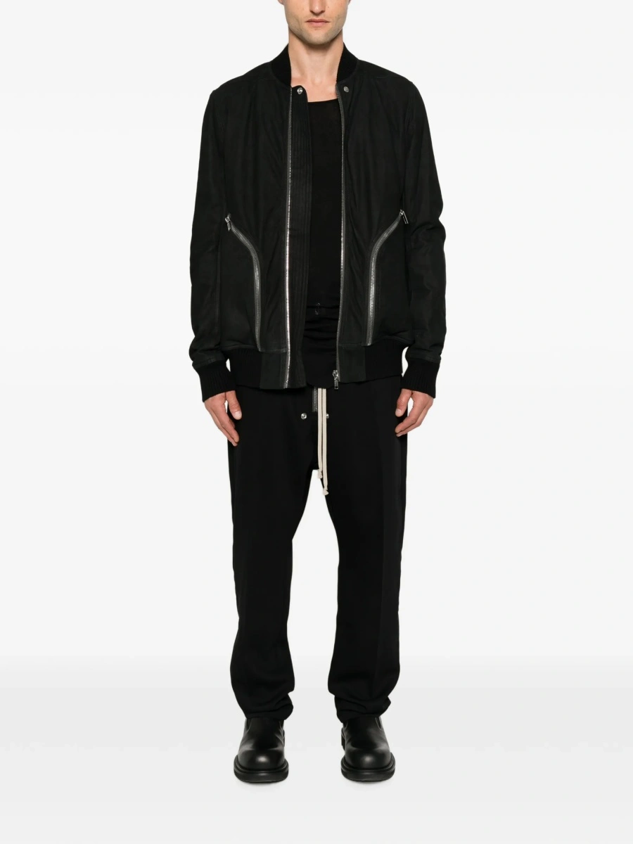 Geaca bomber Rick Owens neagra din piele intoarsa - Img 2