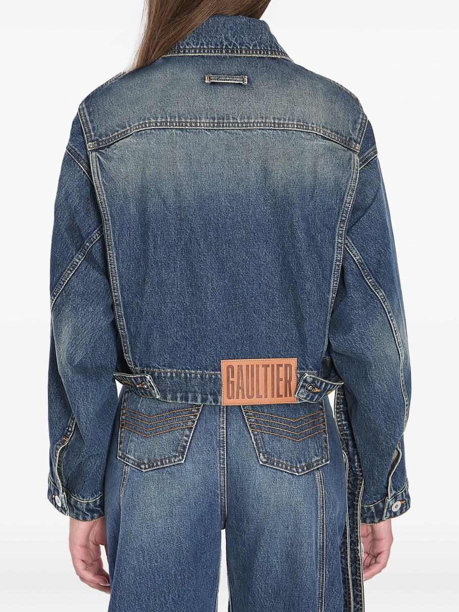 Geaca de blugi Jean Paul Gaultier albastra din bumbac - Img 5