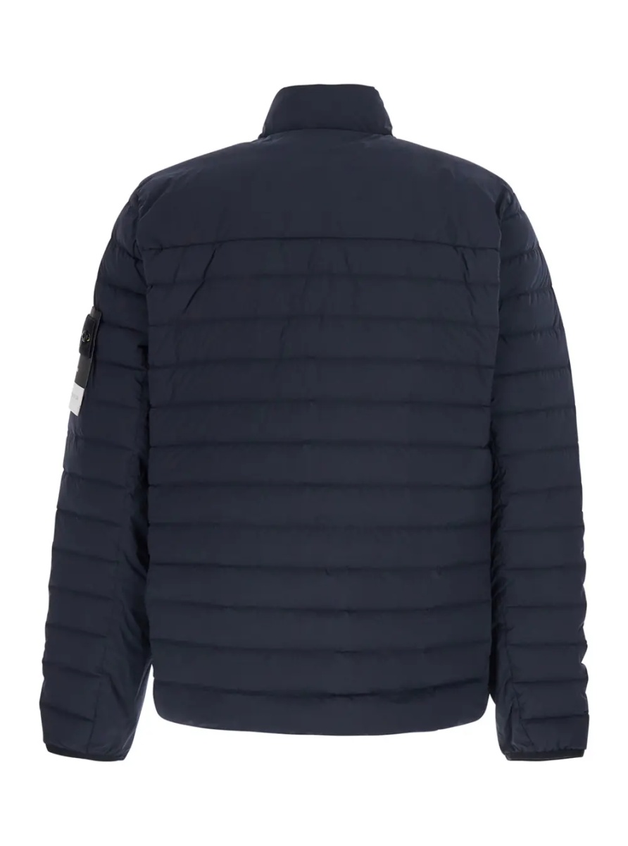 Geaca de Iarna Blue High Collar Down Jacket with Logo Patch on Sleeve in Tech Fabric for Men - Img 2