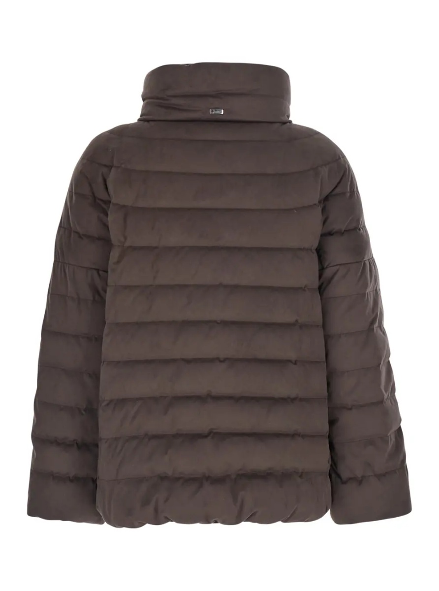 Geaca de Iarna brown Down jacket with high collar and design in faux suede in fabric for women - Img 2