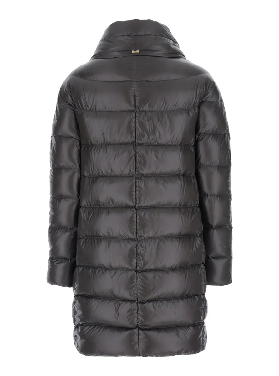 Geaca de Iarna 'Dora' Gray Down jacket with high collar and logo plaque on the back in tech fabric for women - Img 2