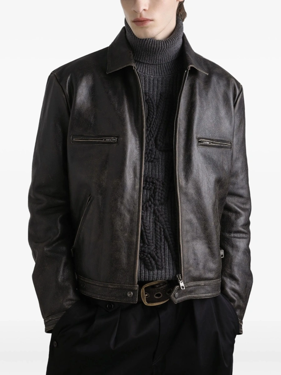Geaca de piele Dolce &amp; Gabbana neagra - Img 4