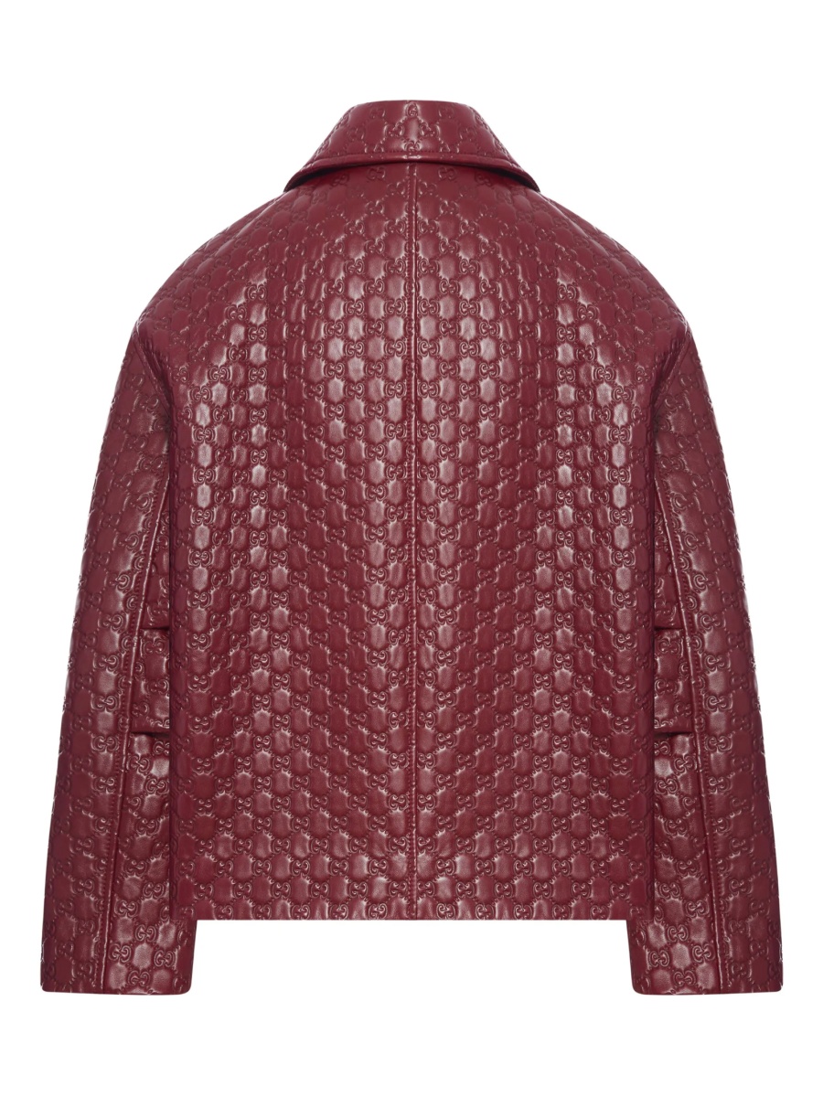 Geaca de piele Gucci rosie din piele - Img 2
