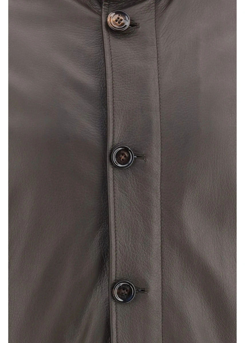 Geaca de piele Moorer maro din piele si shearling - Img 3