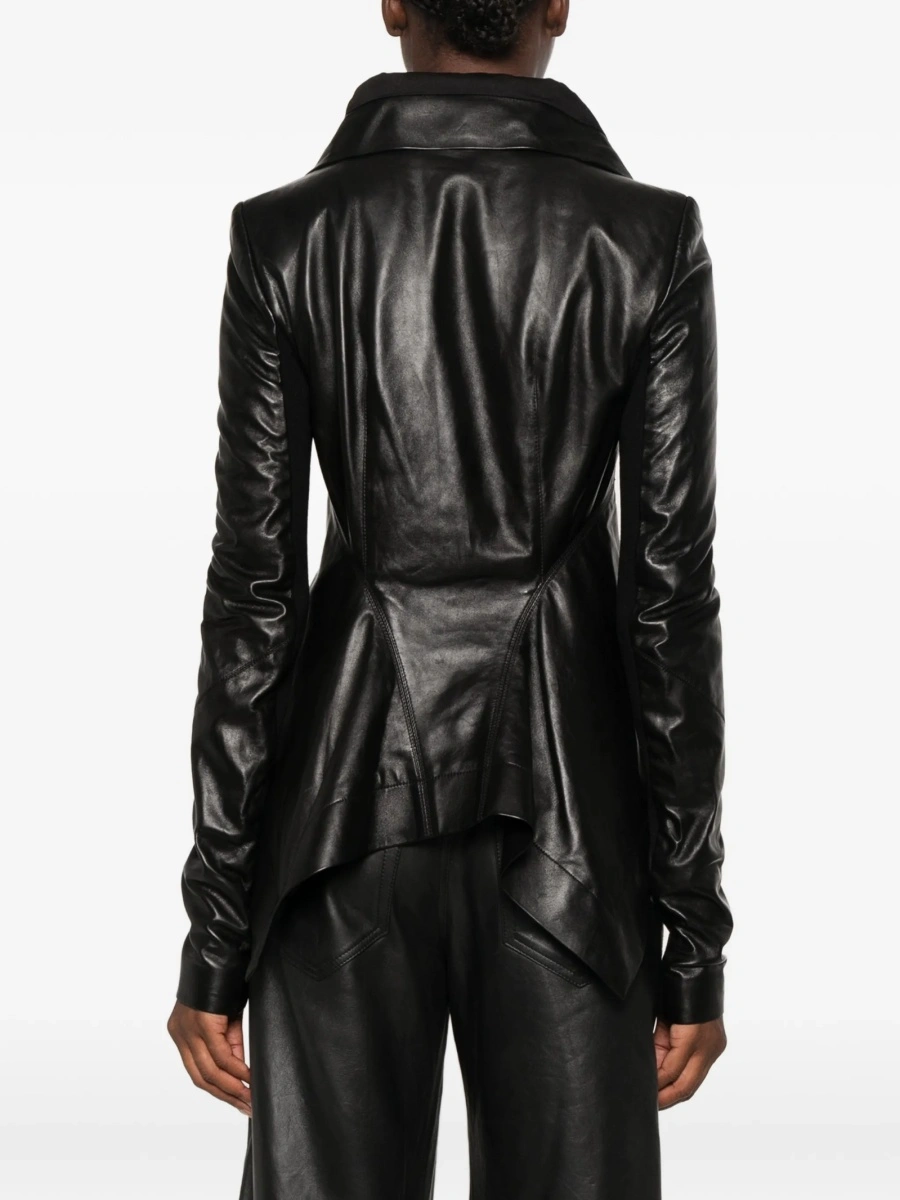 Geaca de piele Rick Owens neagra din piele - Img 4