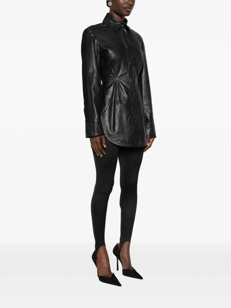 Geaca de piele SPORTMAX neagra din piele - Img 3