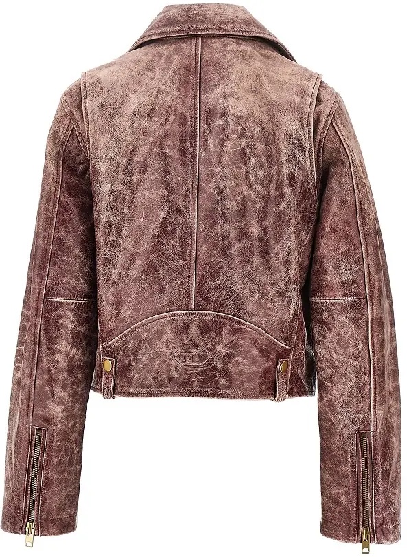 Geaca de Piele Vintage-effect leather biker jacket - Img 3
