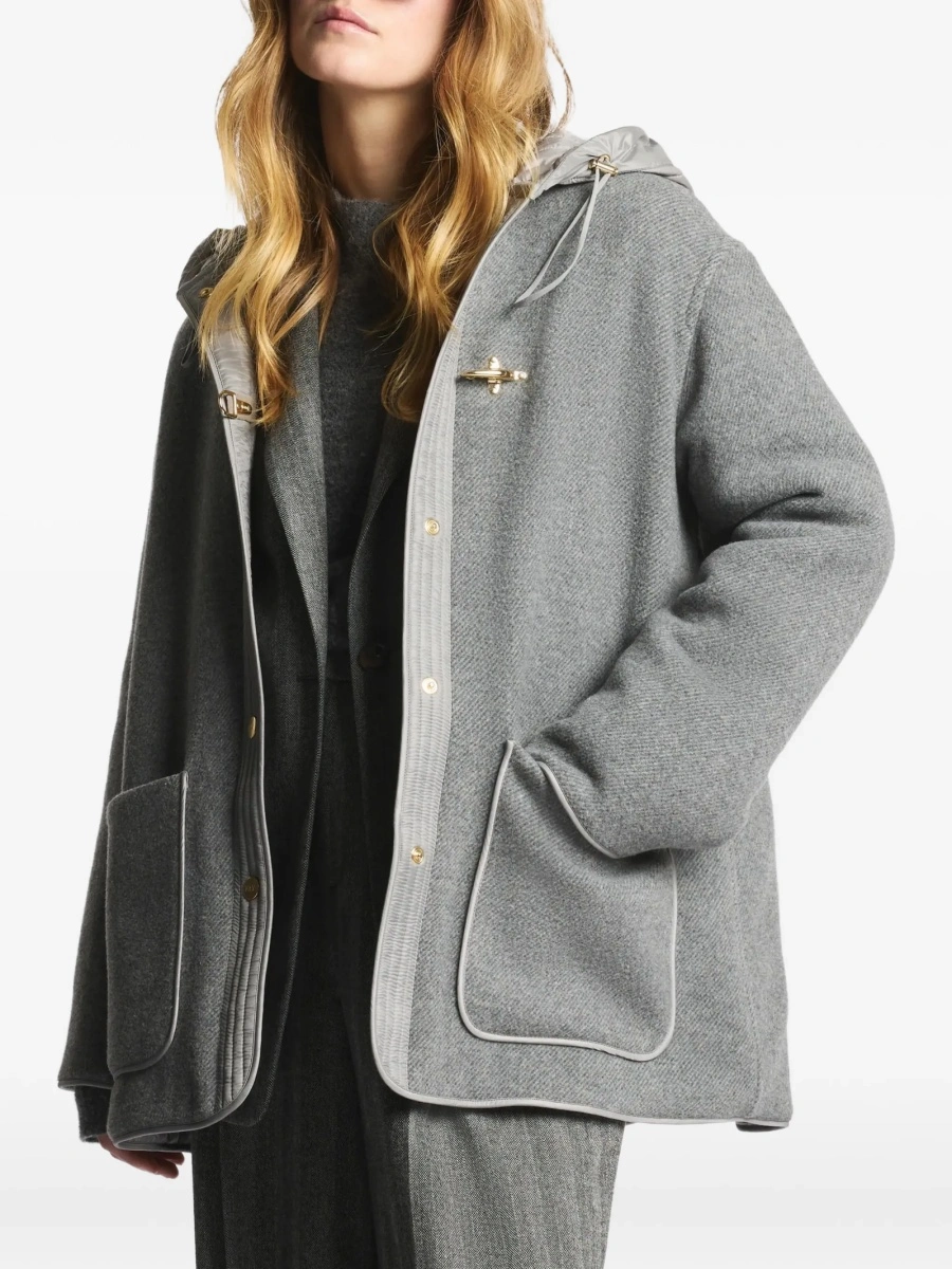 Geaca Oversize Fay gri din polyester si lana - Img 2