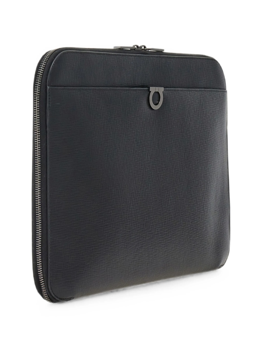 Geanta de laptop Ferragamo gancini neagra din piele - Img 4