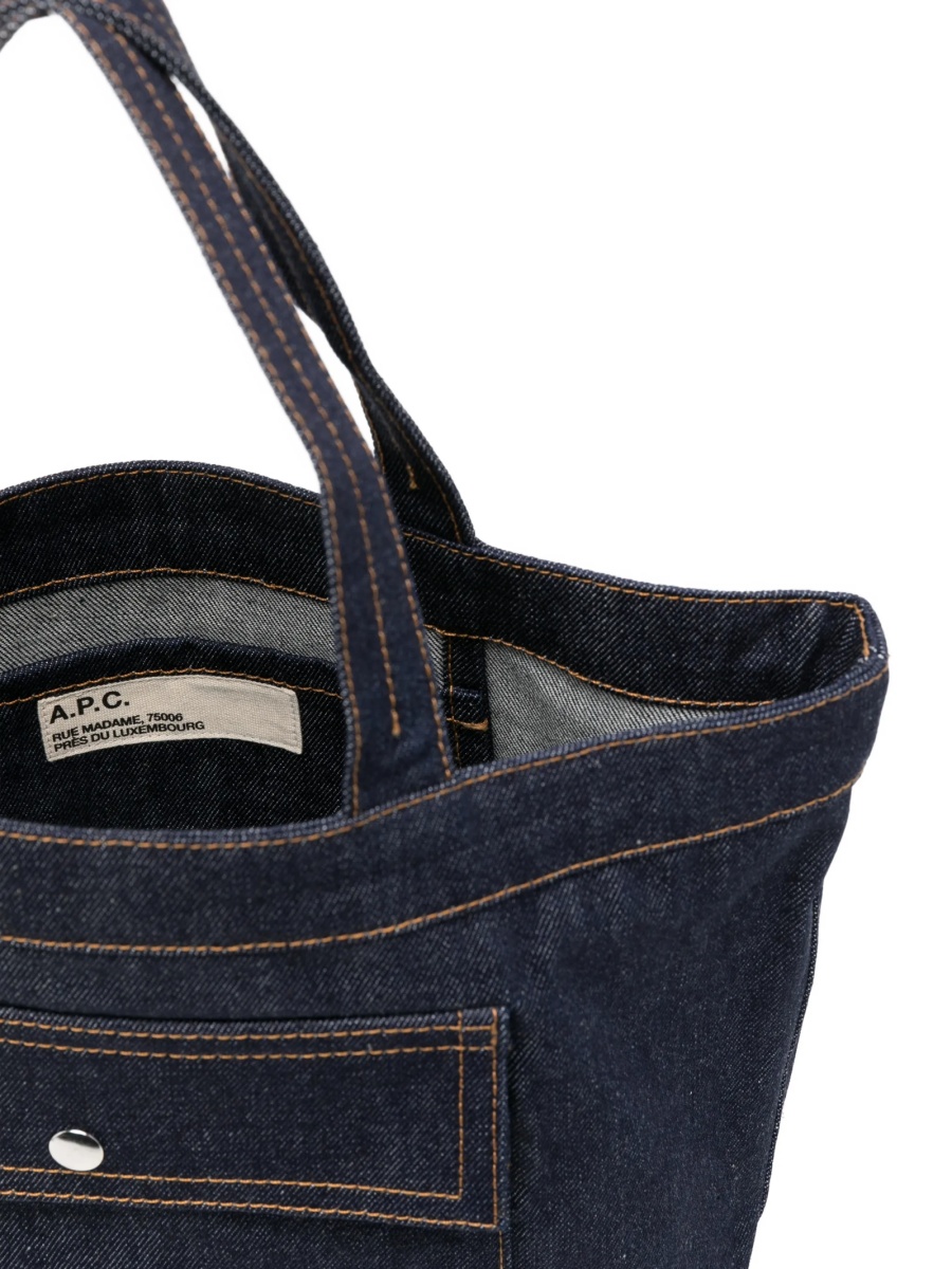 Geanta de mana A.P.C. albastra din bumbac - Img 5