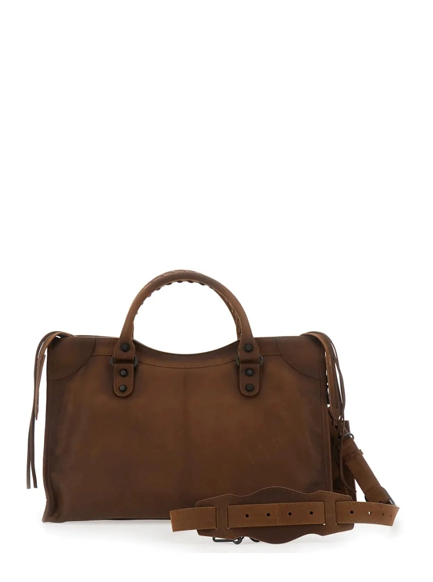 Geanta de mana Balenciaga 'City' maro din piele - Img 2