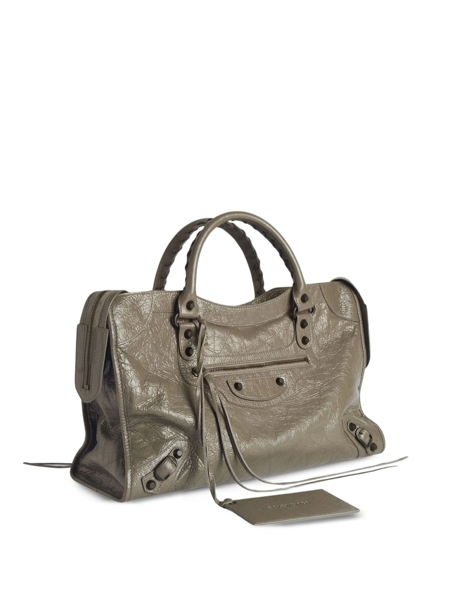 Geanta de mana Balenciaga gri din piele - Img 6