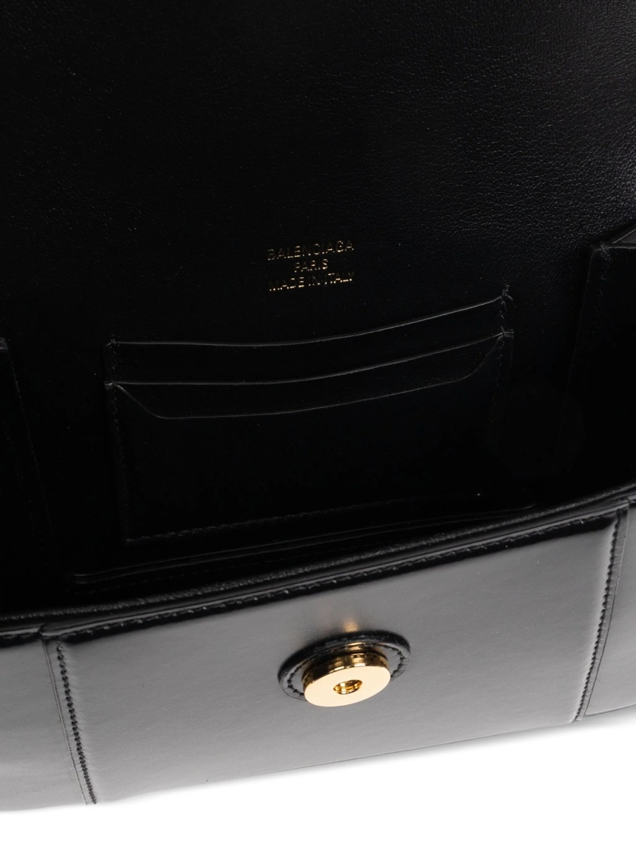 Geanta de mana Balenciaga Hourglass neagra din piele - Img 5