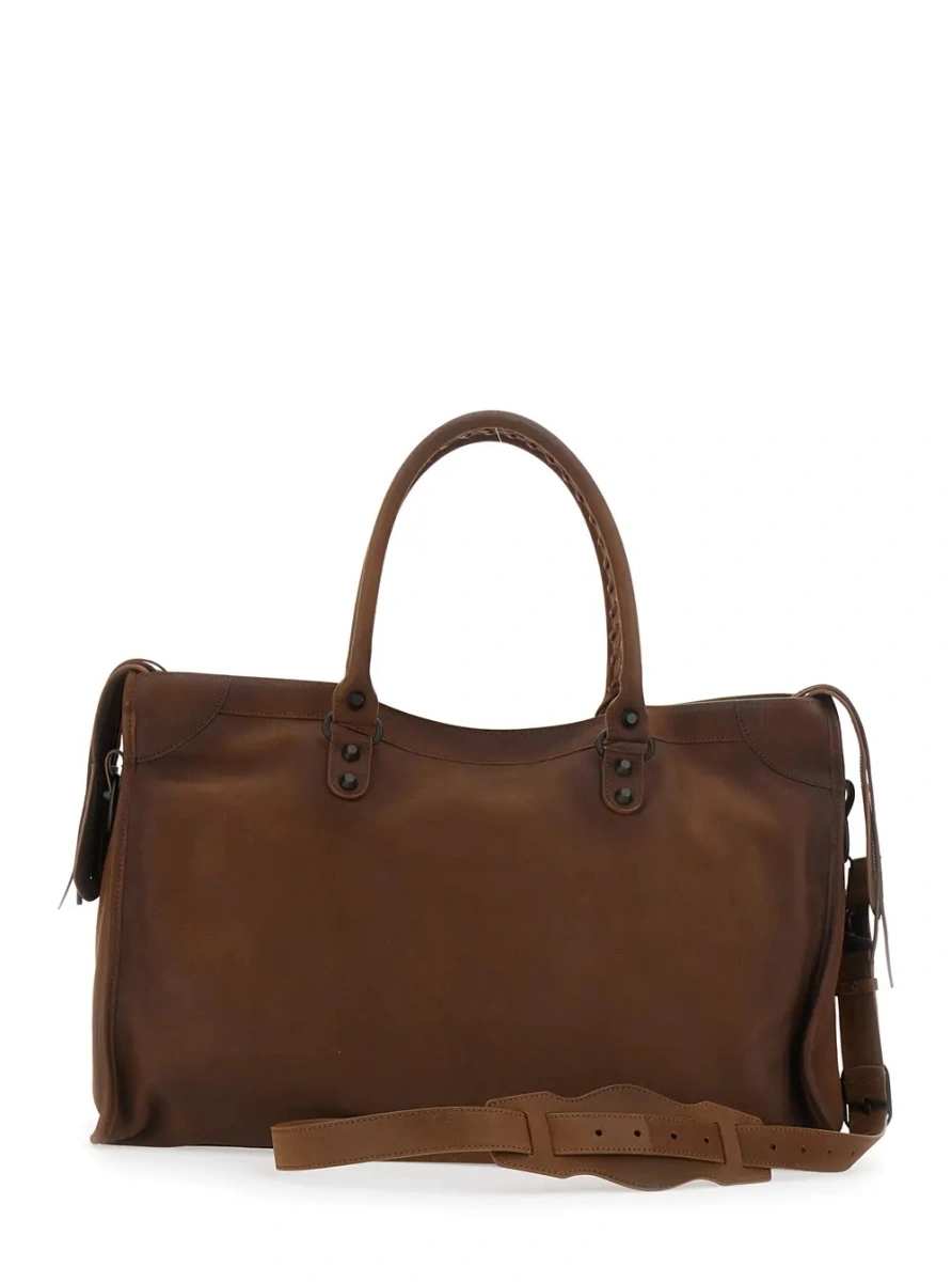 Geanta de mana Balenciaga maro din piele - Img 2