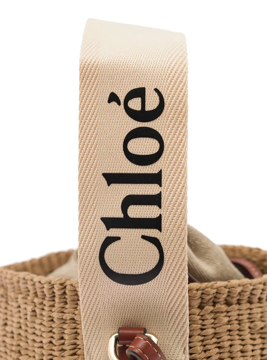 Geanta de mana Beige Raffia 'Woody' Small Handbag - Img 4