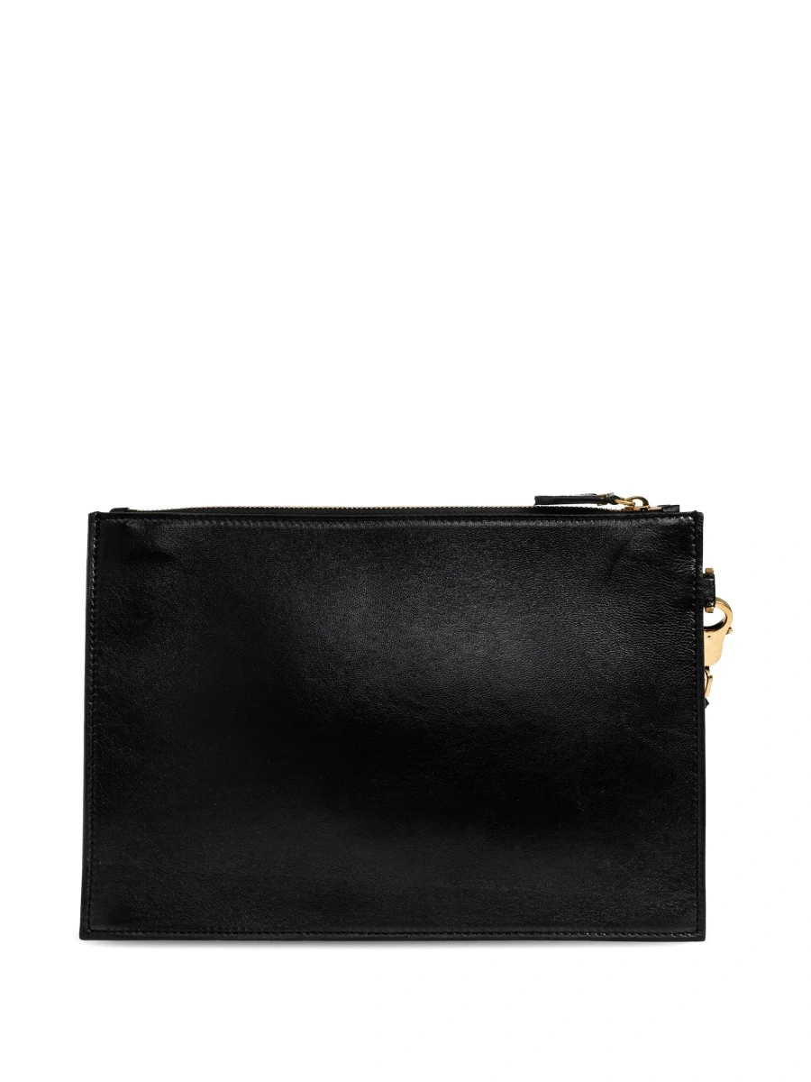 Geanta de mana Black Clutch with removable wrist strap and Medusa on the front in leather for men - Img 5