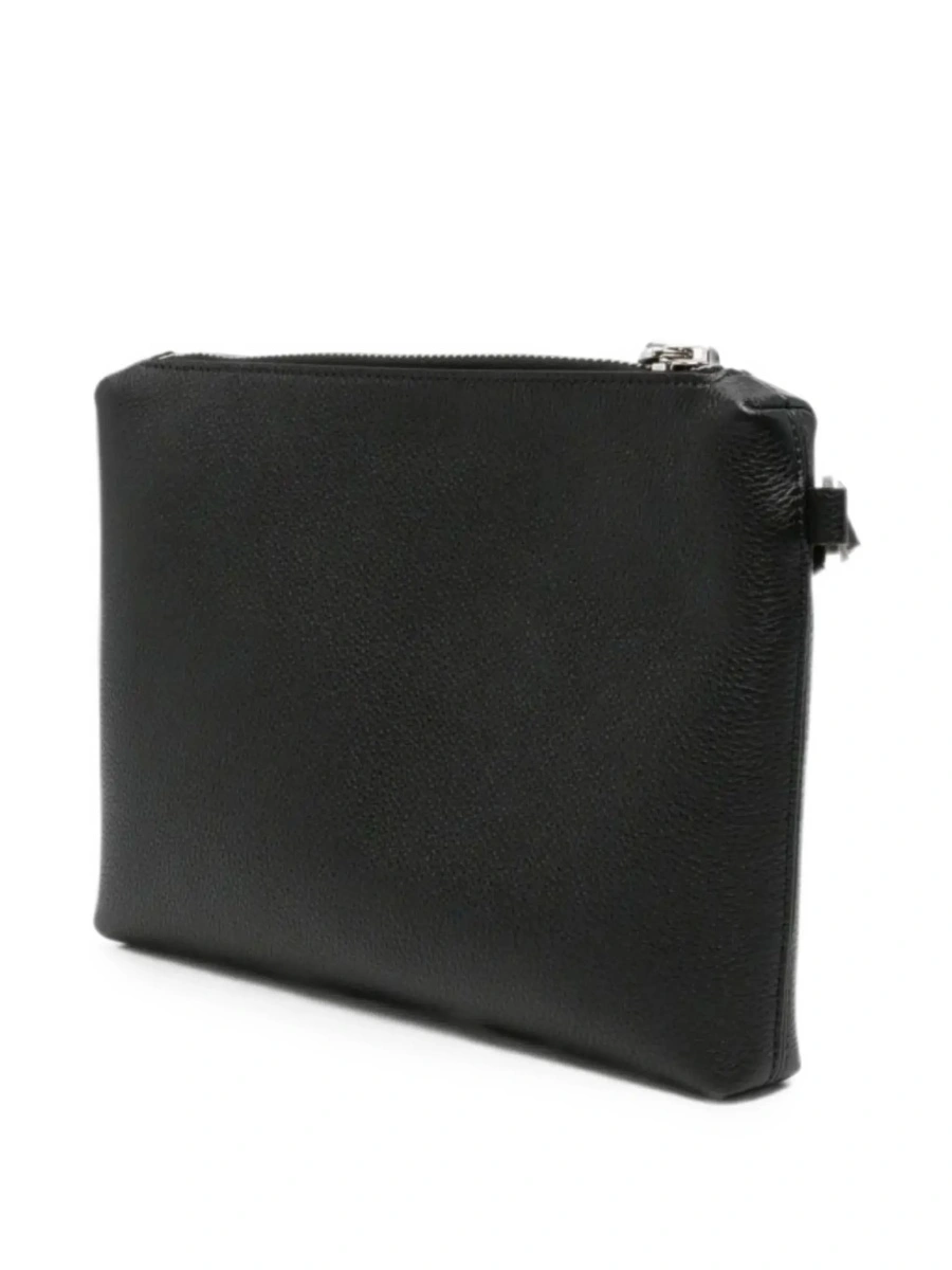 Geanta de mana Black Clutch with wrist strap and Logo lettering on the front in leather for men - Img 6