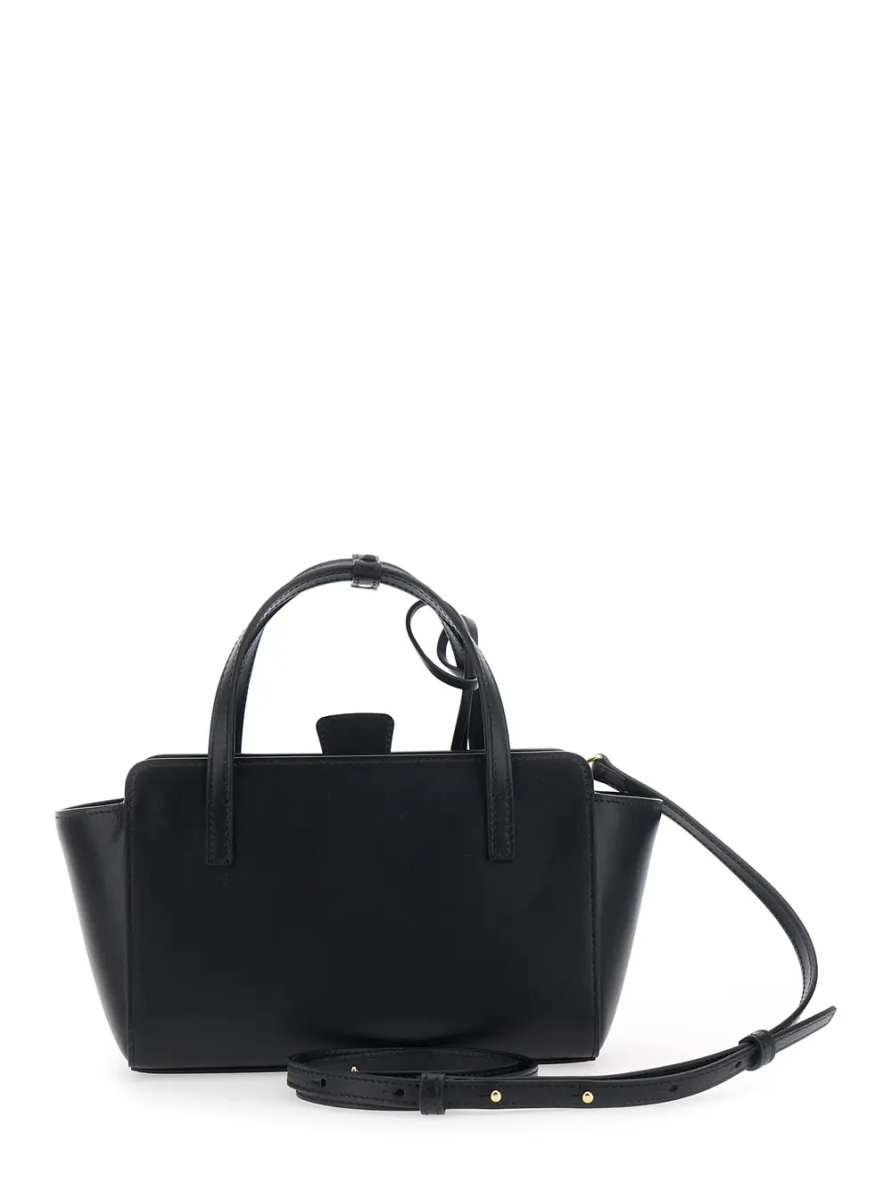 Geanta de mana Black Small Handbag with Adjustable Shoulder Strap and Front Pocket in Leather for Women - Img 2
