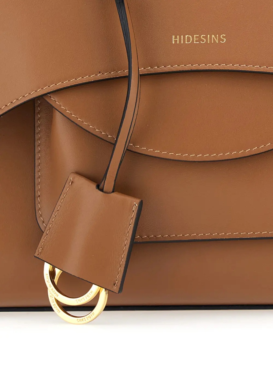 Geanta de mana Brown Medium Handbag with Adjustable Shoulder Strap and Front Pocket in Leather for Women - Img 3
